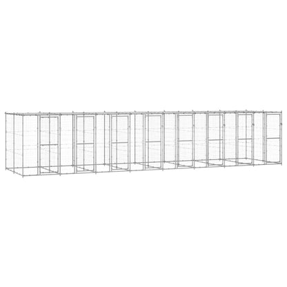 Outdoor-Hundezwinger Verzinkter Stahl 29,04 M² Silber