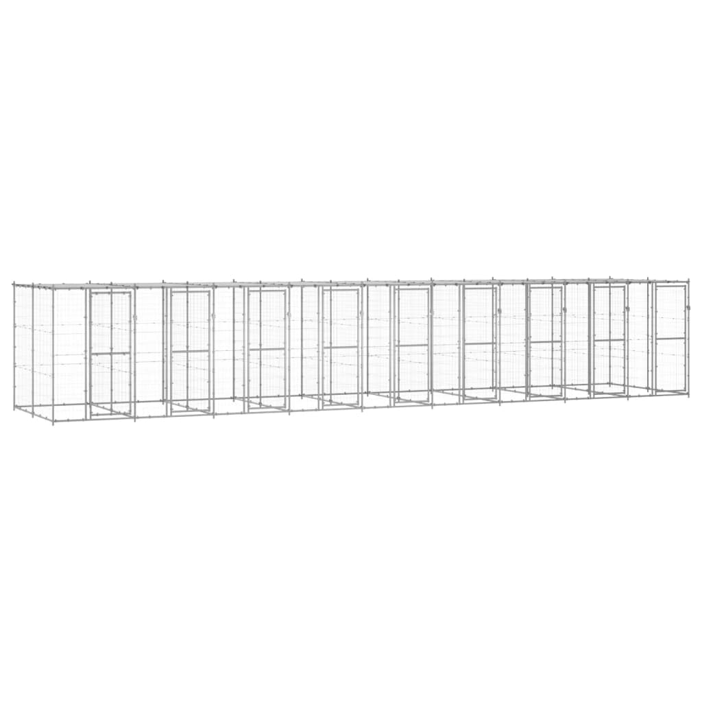 Outdoor-Hundezwinger Verzinkter Stahl 29,04 M² Silber
