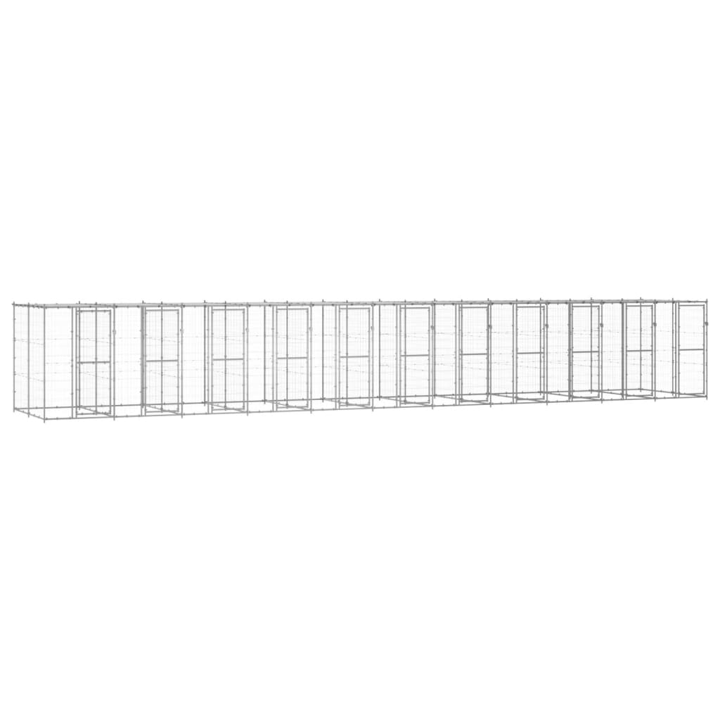 Outdoor-Hundezwinger Verzinkter Stahl 29,04 M² Silber
