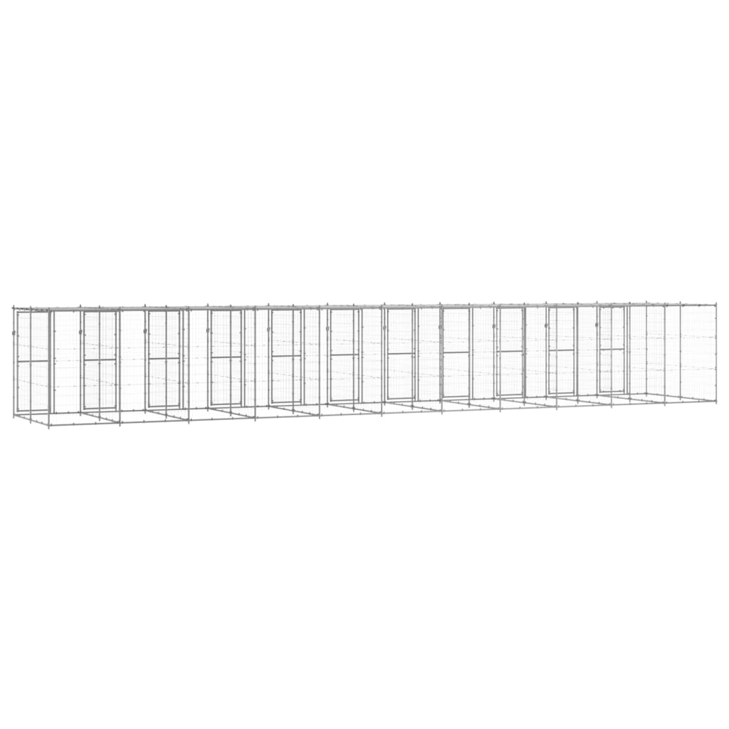 Outdoor-Hundezwinger Verzinkter Stahl 29,04 M² Silber