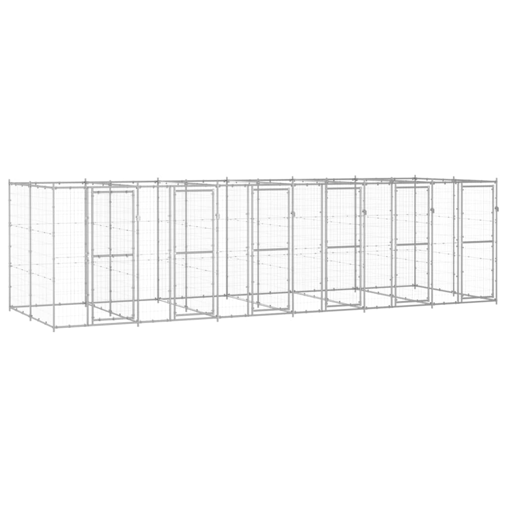 Outdoor-Hundezwinger Verzinkter Stahl 29,04 M² Silber
