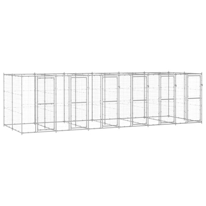 Outdoor-Hundezwinger Verzinkter Stahl 29,04 M² Silber
