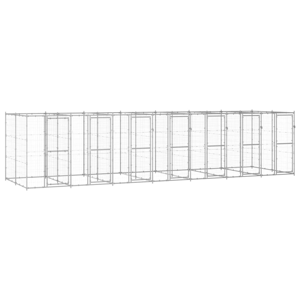 Outdoor-Hundezwinger Verzinkter Stahl 29,04 M² Silber