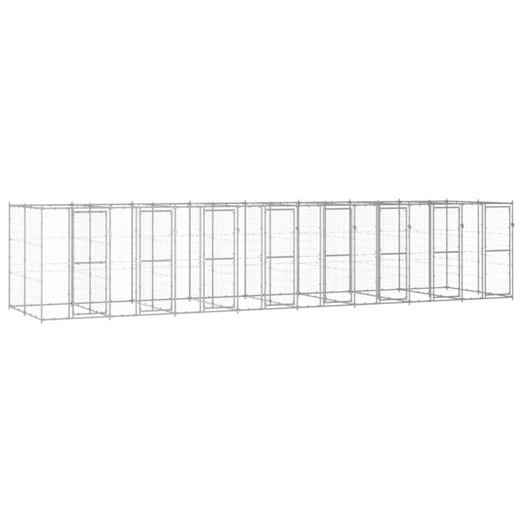 Outdoor-Hundezwinger Verzinkter Stahl 29,04 M² Silber