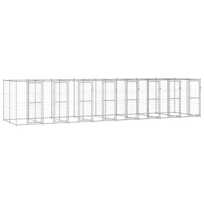 Outdoor-Hundezwinger Verzinkter Stahl 29,04 M² Silber