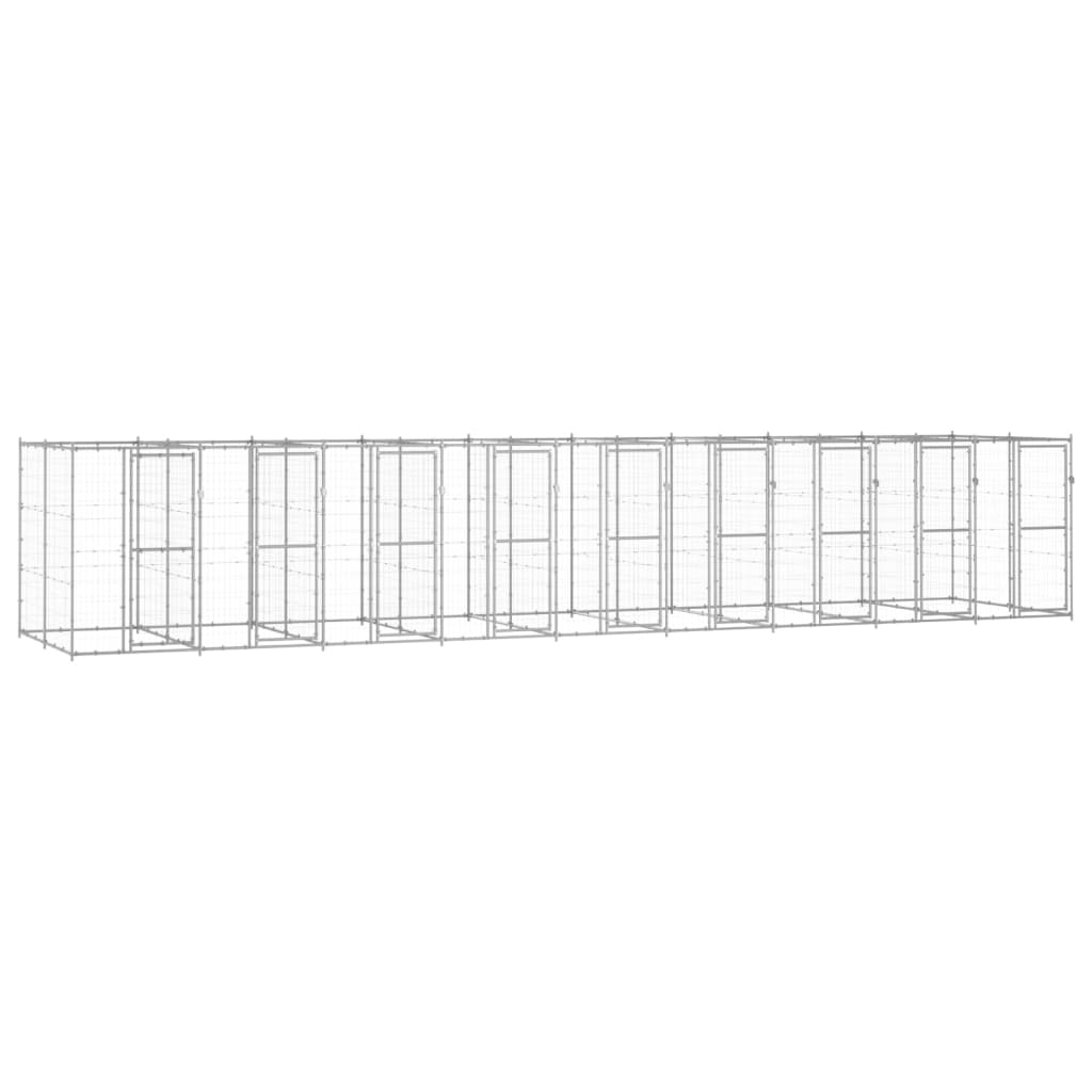 Outdoor-Hundezwinger Verzinkter Stahl 29,04 M² Silber