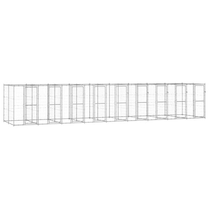 Outdoor-Hundezwinger Verzinkter Stahl 29,04 M² Silber