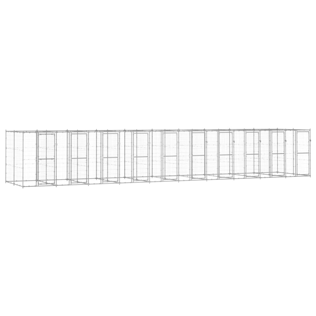 Outdoor-Hundezwinger Verzinkter Stahl 29,04 M² Silber