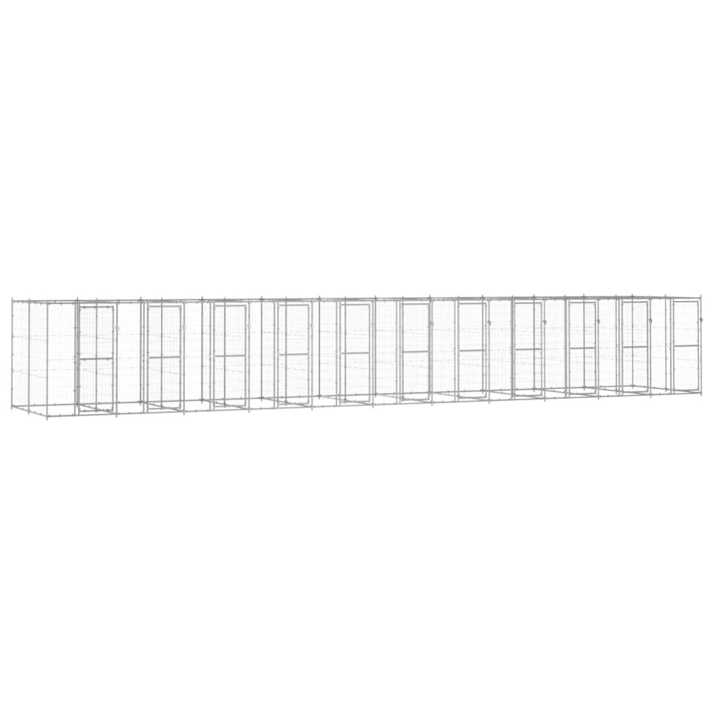 Outdoor-Hundezwinger Verzinkter Stahl 29,04 M² Silber