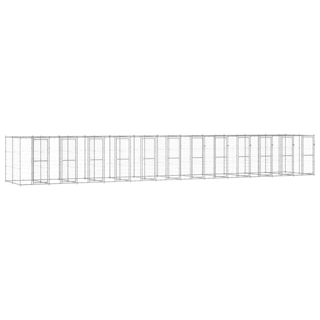 Outdoor-Hundezwinger Verzinkter Stahl 29,04 M² Silber