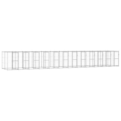 Outdoor-Hundezwinger Verzinkter Stahl 29,04 M² Silber