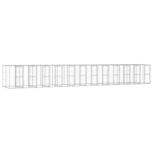 Outdoor-Hundezwinger Verzinkter Stahl 29,04 M² Silber