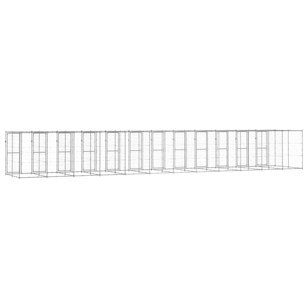 Outdoor-Hundezwinger Verzinkter Stahl 29,04 M² Silber
