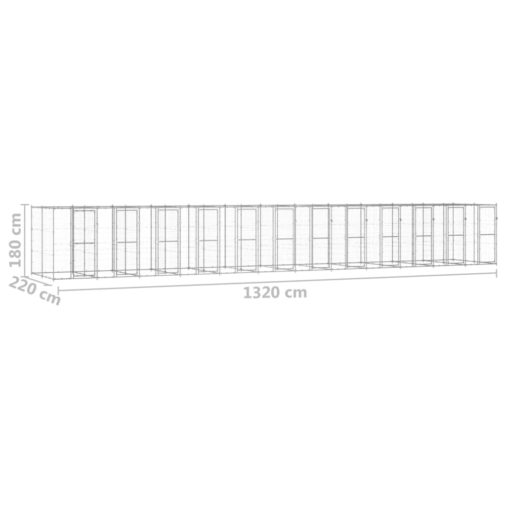 Outdoor-Hundezwinger Verzinkter Stahl 29,04 M² Silber