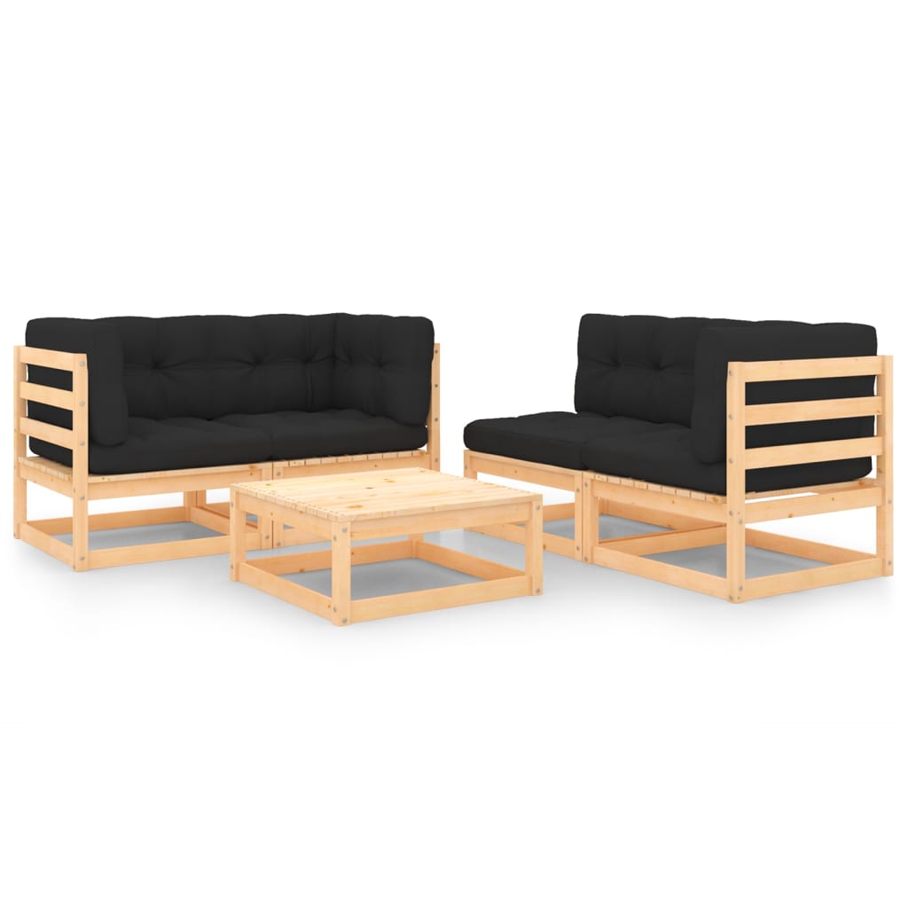 5-Tlg. Garten-Lounge-Set Massivholz Kiefer