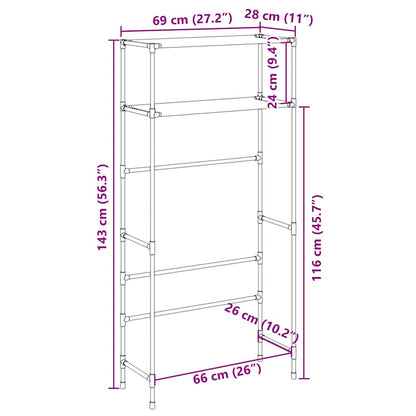 Waschmaschinenregal 2 Ablagen 69X28X143 Cm Eisen