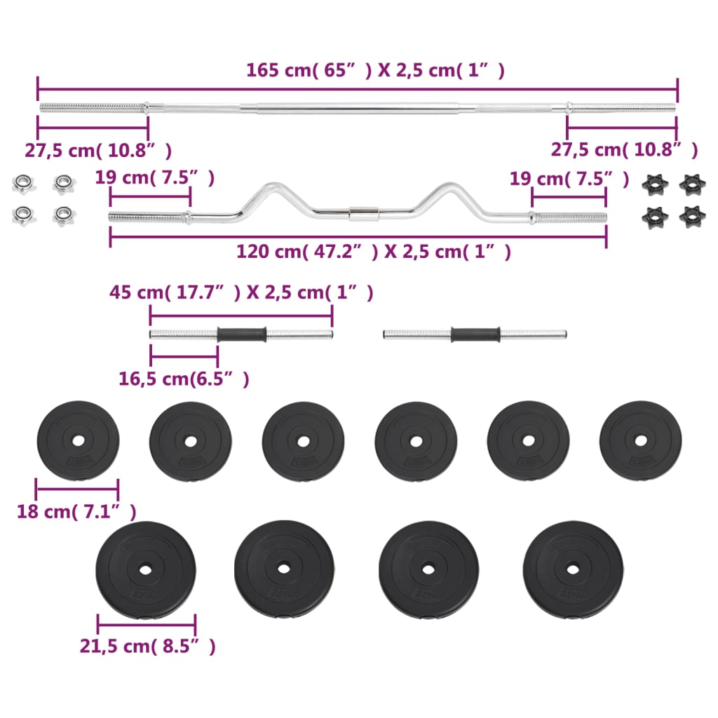 Langhantel- Und Kurzhantel-Set