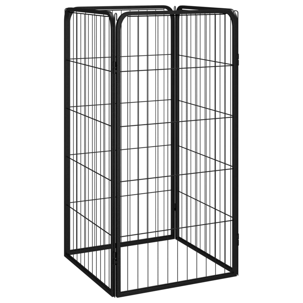 12-Tlg. Hundelaufstall Schwarz 50X100Cm Stahl Pulverbeschichtet