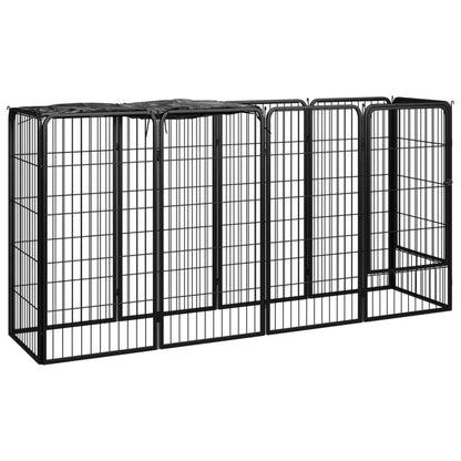 14-Tlg. Hundelaufstall Schwarz 50X100Cm Stahl Pulverbeschichtet
