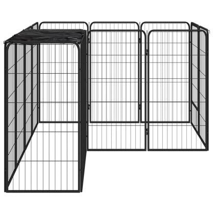 14-Tlg. Hundelaufstall Schwarz 50X100Cm Stahl Pulverbeschichtet