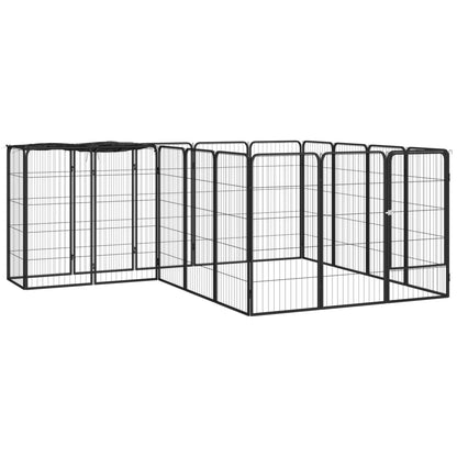 14-Tlg. Hundelaufstall Schwarz 50X100Cm Stahl Pulverbeschichtet