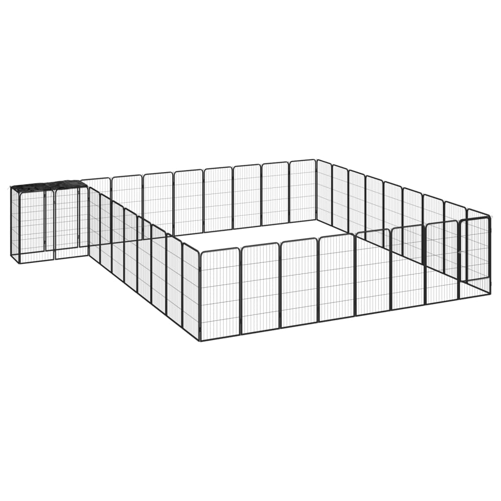 14-Tlg. Hundelaufstall Schwarz 50X100Cm Stahl Pulverbeschichtet