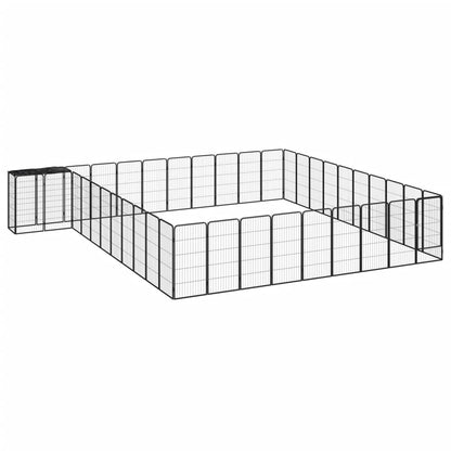 14-Tlg. Hundelaufstall Schwarz 50X100Cm Stahl Pulverbeschichtet