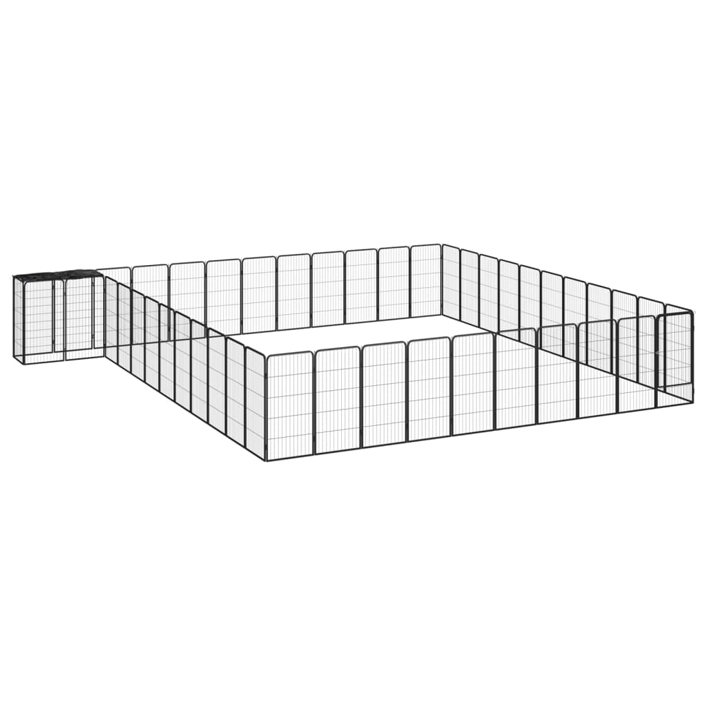 14-Tlg. Hundelaufstall Schwarz 50X100Cm Stahl Pulverbeschichtet