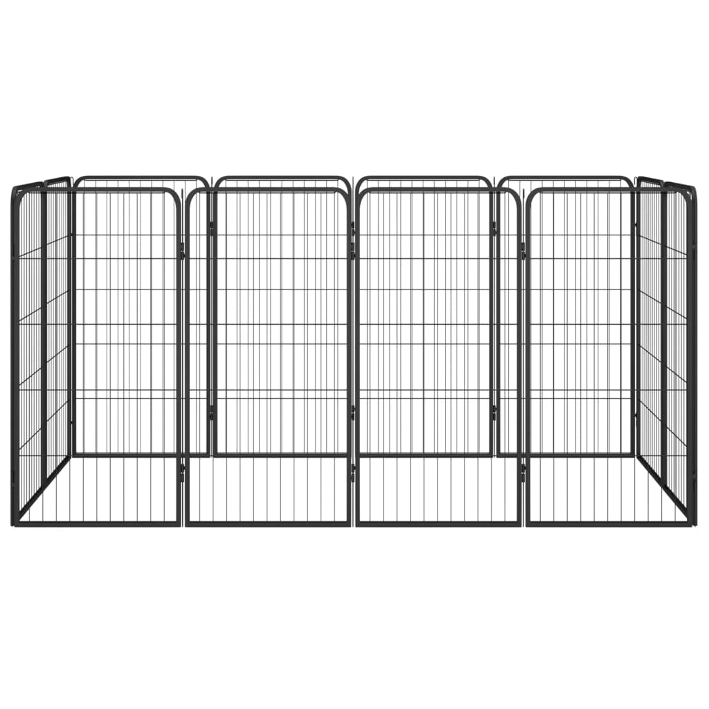 12-Tlg. Hundelaufstall Schwarz 50X100Cm Stahl Pulverbeschichtet