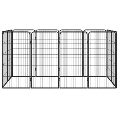 12-Tlg. Hundelaufstall Schwarz 50X100Cm Stahl Pulverbeschichtet