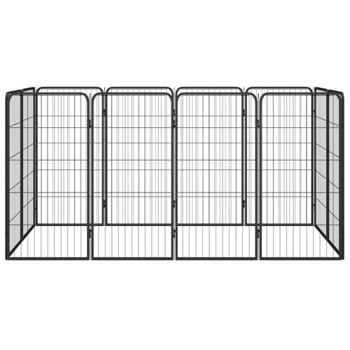 12-Tlg. Hundelaufstall Schwarz 50X100Cm Stahl Pulverbeschichtet