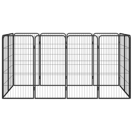 12-Tlg. Hundelaufstall Schwarz 50X100Cm Stahl Pulverbeschichtet