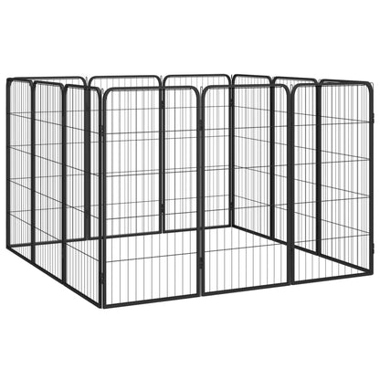 12-Tlg. Hundelaufstall Schwarz 50X100Cm Stahl Pulverbeschichtet