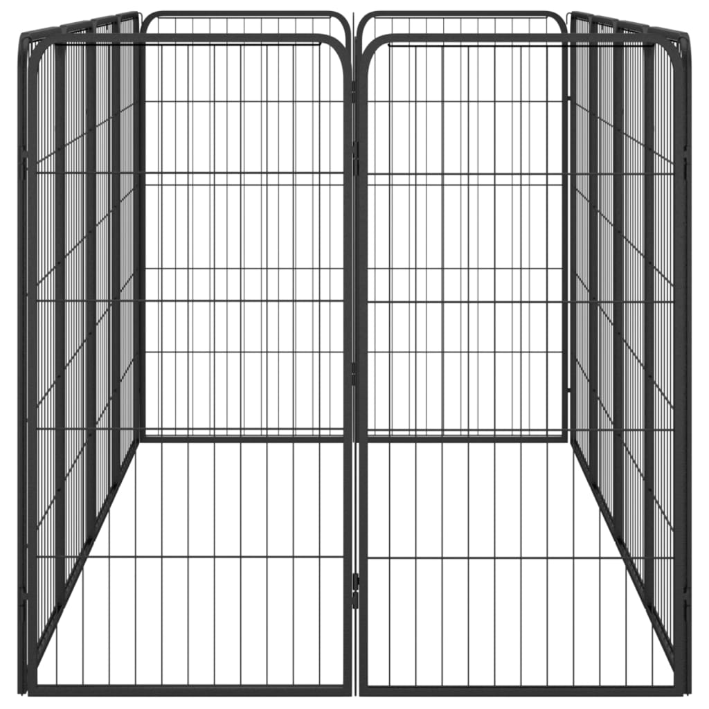 12-Tlg. Hundelaufstall Schwarz 50X100Cm Stahl Pulverbeschichtet