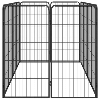 12-Tlg. Hundelaufstall Schwarz 50X100Cm Stahl Pulverbeschichtet