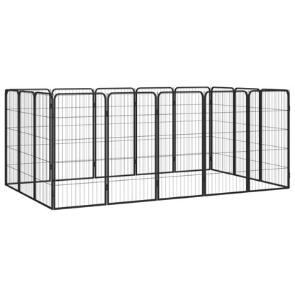 12-Tlg. Hundelaufstall Schwarz 50X100Cm Stahl Pulverbeschichtet
