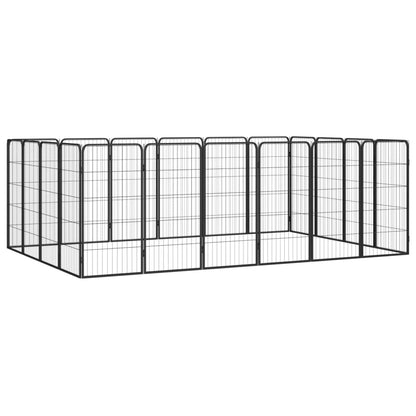12-Tlg. Hundelaufstall Schwarz 50X100Cm Stahl Pulverbeschichtet