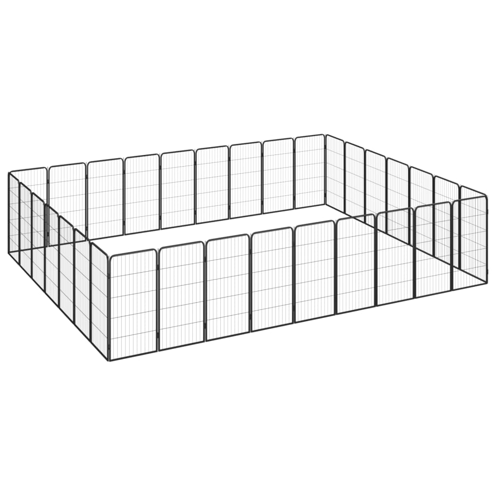 12-Tlg. Hundelaufstall Schwarz 50X100Cm Stahl Pulverbeschichtet