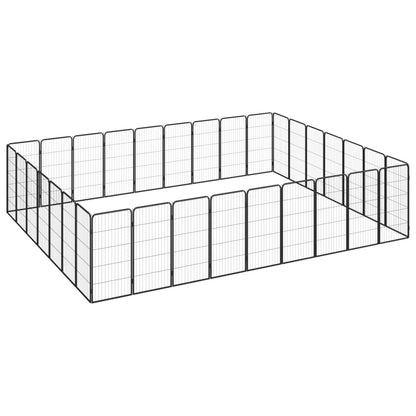 12-Tlg. Hundelaufstall Schwarz 50X100Cm Stahl Pulverbeschichtet