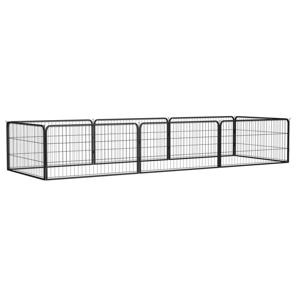 24-Tlg. Hundelaufstall Schwarz 100X50Cm Stahl Pulverbeschichtet