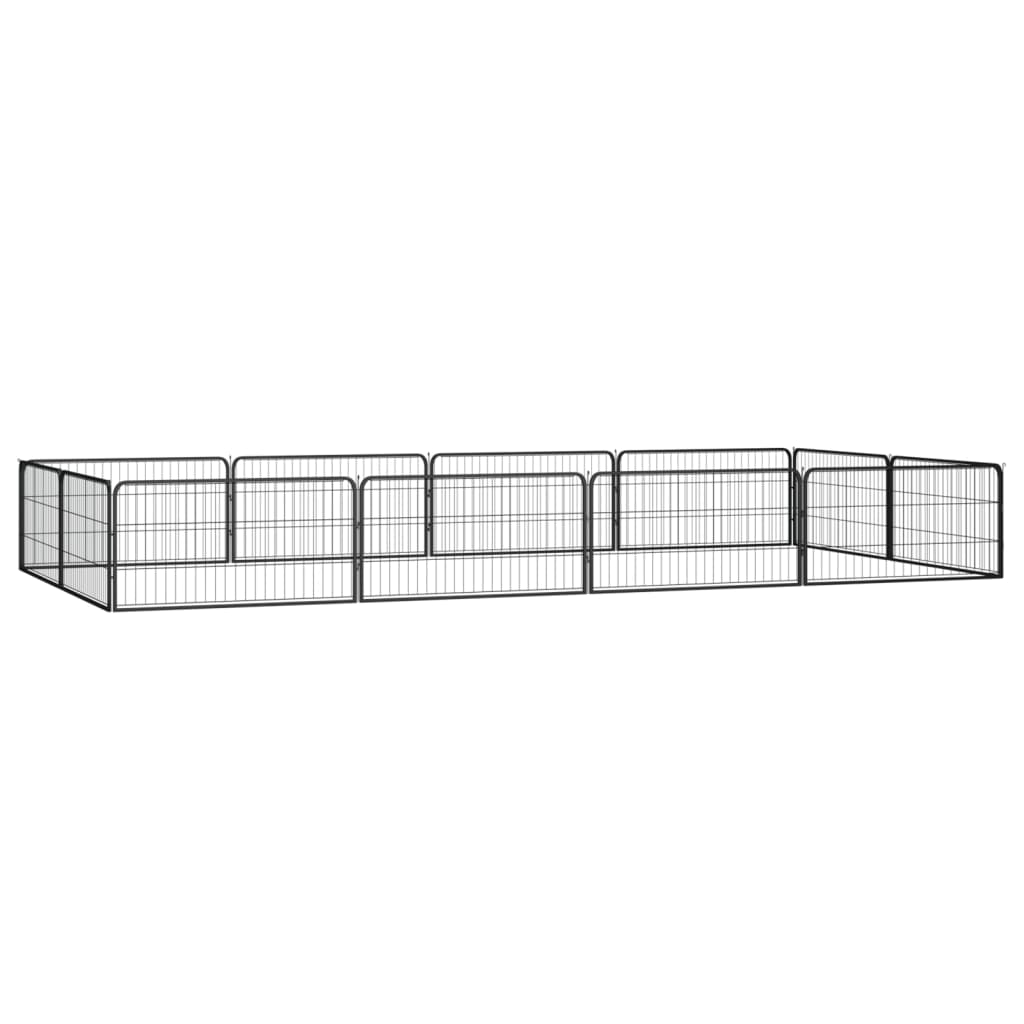 24-Tlg. Hundelaufstall Schwarz 100X50Cm Stahl Pulverbeschichtet