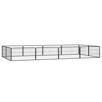 24-Tlg. Hundelaufstall Schwarz 100X50Cm Stahl Pulverbeschichtet