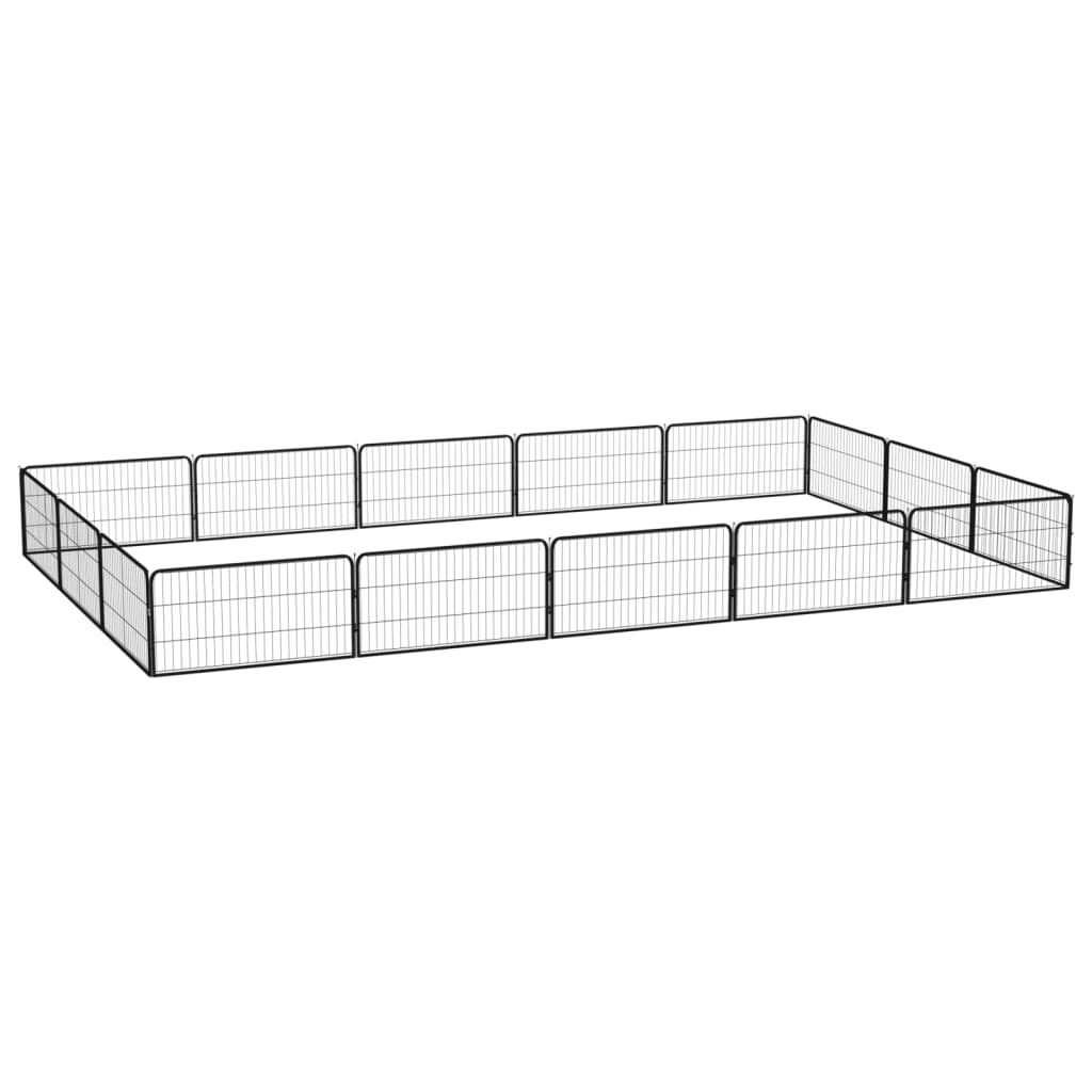 24-Tlg. Hundelaufstall Schwarz 100X50Cm Stahl Pulverbeschichtet