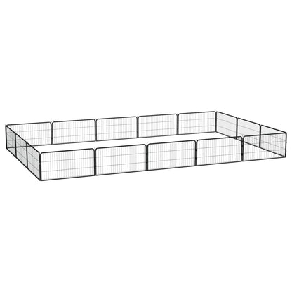24-Tlg. Hundelaufstall Schwarz 100X50Cm Stahl Pulverbeschichtet