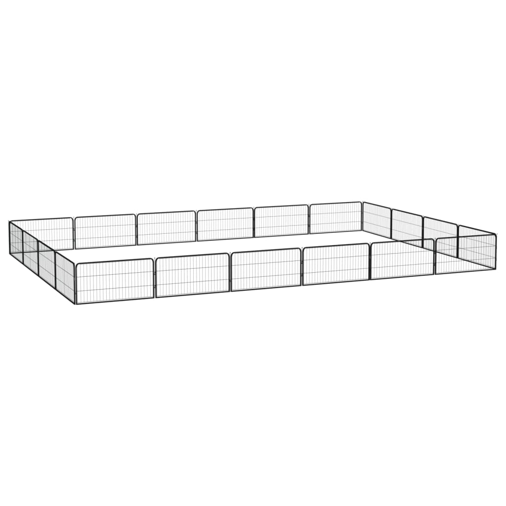 24-Tlg. Hundelaufstall Schwarz 100X50Cm Stahl Pulverbeschichtet
