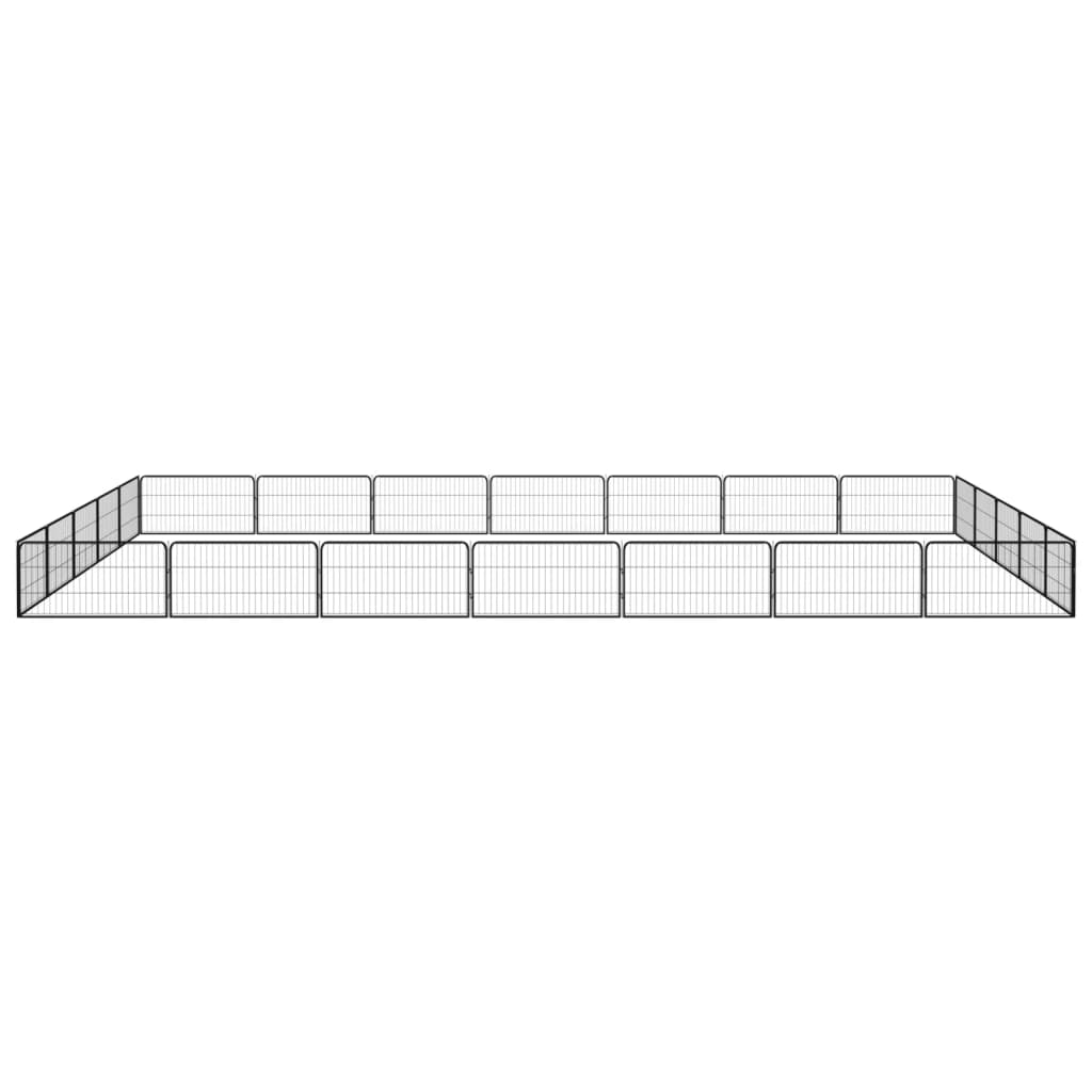 24-Tlg. Hundelaufstall Schwarz 100X50Cm Stahl Pulverbeschichtet