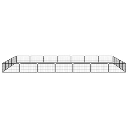 24-Tlg. Hundelaufstall Schwarz 100X50Cm Stahl Pulverbeschichtet