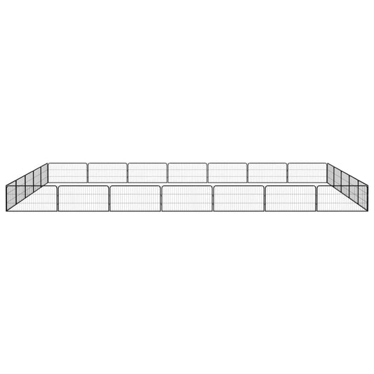 24-Tlg. Hundelaufstall Schwarz 100X50Cm Stahl Pulverbeschichtet