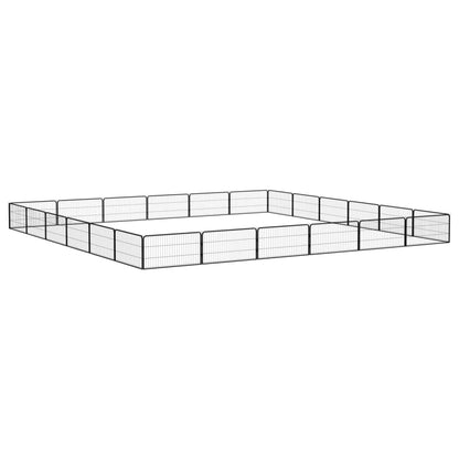 24-Tlg. Hundelaufstall Schwarz 100X50Cm Stahl Pulverbeschichtet