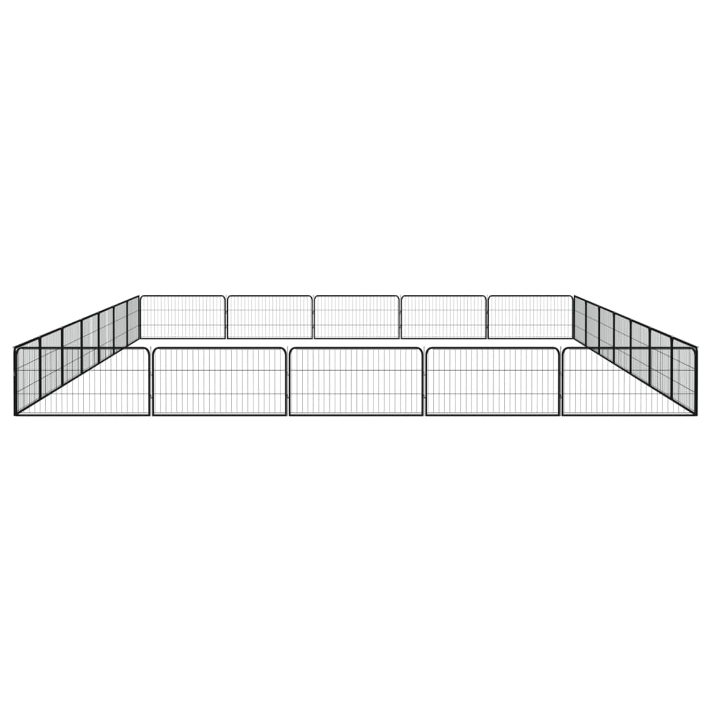 24-Tlg. Hundelaufstall Schwarz 100X50Cm Stahl Pulverbeschichtet